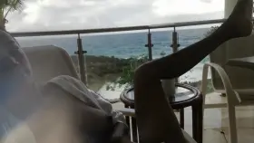 hot ebony shows pink pussy and pees on her own face