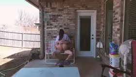 Beautiful Milf Riding Outside