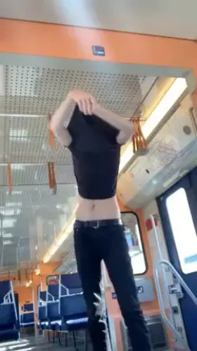 so risky... stripping on the train