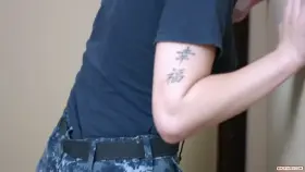 One of the best benefits of being in the military? Working the Gloryhole in the male barracks every night!