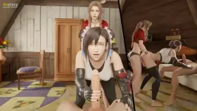Aerith Cloud and Tifa threesome night (Auxtasy)