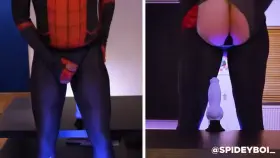 Having some fun with this dildo as Spidey! With two viewing angles at once.