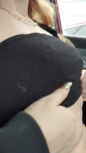 Out and about, with the titties out!