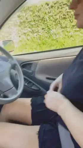 Flashing my tits on the way to work, I think I got caught 😈 [giff]