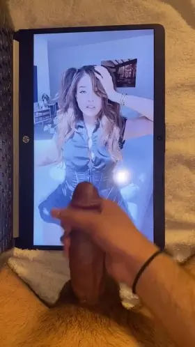 Unloading my thick cum all over Pokimane🥵🍆💦