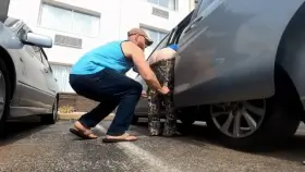 Parking lot pantsing prank - and of course I am wearing no panties (Sammi Starfish - OC)