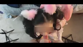 I made him bust in my mouth with my princess cat face