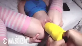 Stretching Her Slack Hole With a Giant Dildo!