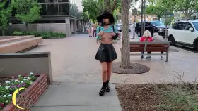 Tits out strolling through the shopping district