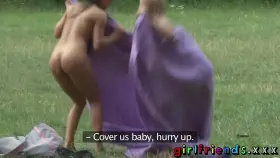 Girlfriends Exhibitionist lesbians outdoor sex