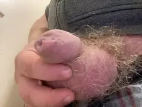 Revealing my cockhead like a flower