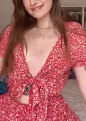 The best part about having tiny tits? Wearing dresses like this bra less 😈