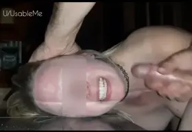 Extra thick and sticky load swallow with my head pressed against the table.