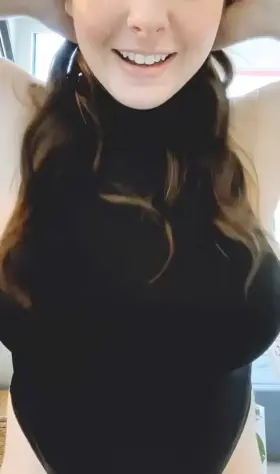 Turtlenecks can be very deceiving. Hiding these underneath.