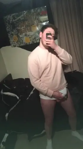 Stroking my big bulge gets me so horny