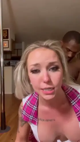 Blonde baddie takes black dick from behind