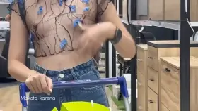Mesh top and shorts at a home improvement store.