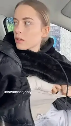 During car wash there is enough time to play with my boobies for you a little bit.