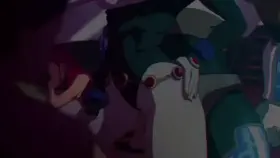 Raven double teamed by cyborg and robin