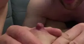 My hubby playing w my hard milk udders!