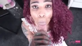 Sissy maid serving her boss