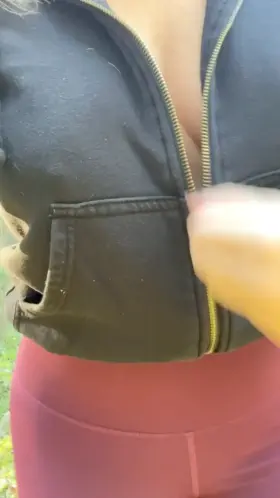 On a busy hiking trail flashing a few random men