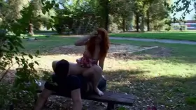redhead in public