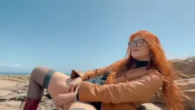 Showing off for the seagulls at the beach.