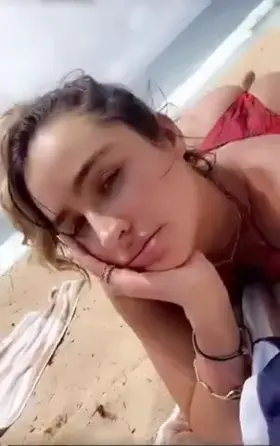 Enjoying the beach in her Bikini