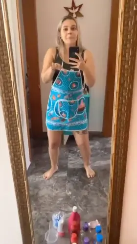 A little twerking whille cleaning up