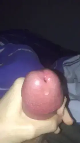 closeup playing with my shiny precum