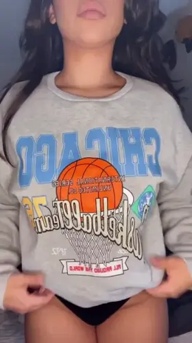 I’m always in sports sweats… but my boobs are always free