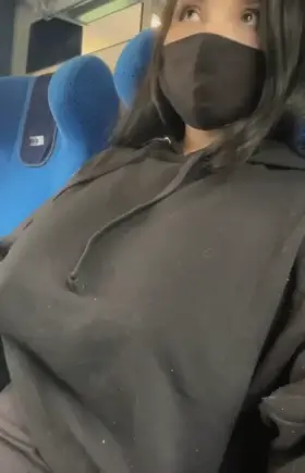 Titties out in train