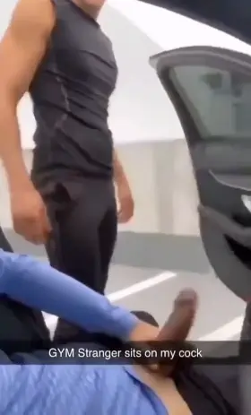 Horny hunk rides a cock in public