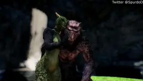 Argonian takes care of her pet troll