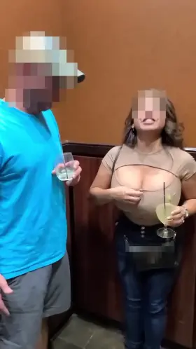 Busty Latina Wife Allowing A Stranger From The Hotel Bar Fondle My Boob In An Elevator