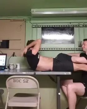 Older guy stroking and licking cute teen's cock on table