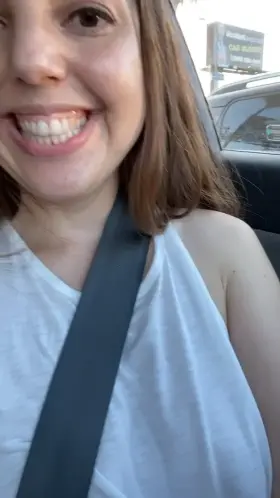 Giving you a quick peek up my skirt while I'm stopped at a red light