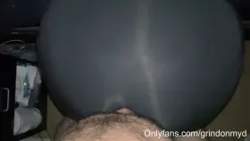 Cumshot on big booty in tight dress after assjob