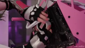 Tifa forgot to wear panties when building her 1st computer! [Self]