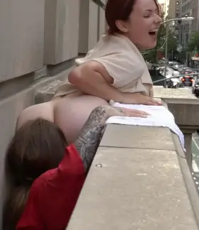 Rimjob over the balcony