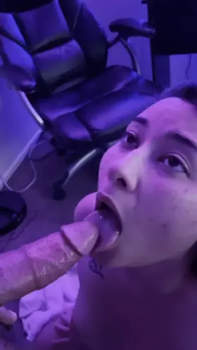 She gags herself on it 🥺