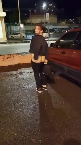 Being cheeky in the parking lot