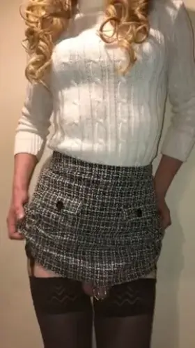 No need to force sissy when she's made to wear a tight steel cage