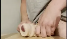 My cockhead popping out of my fleshlight 😉