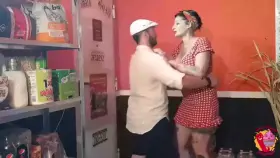 Tall woman makes out with her husband