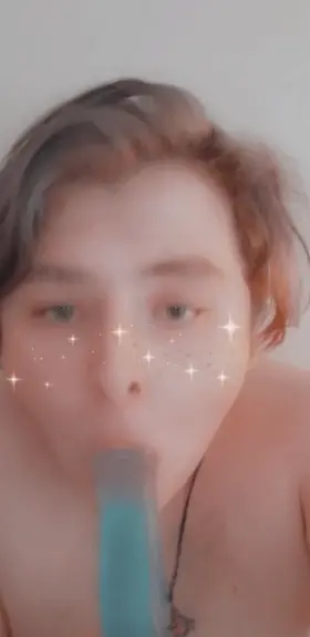 Femboy gags on dildo and cum