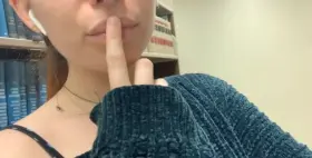 Babe flashing in library