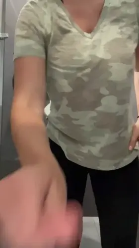 Milf playing with big tits at gym [video]