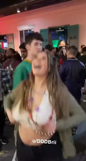 Flashing big tits in public